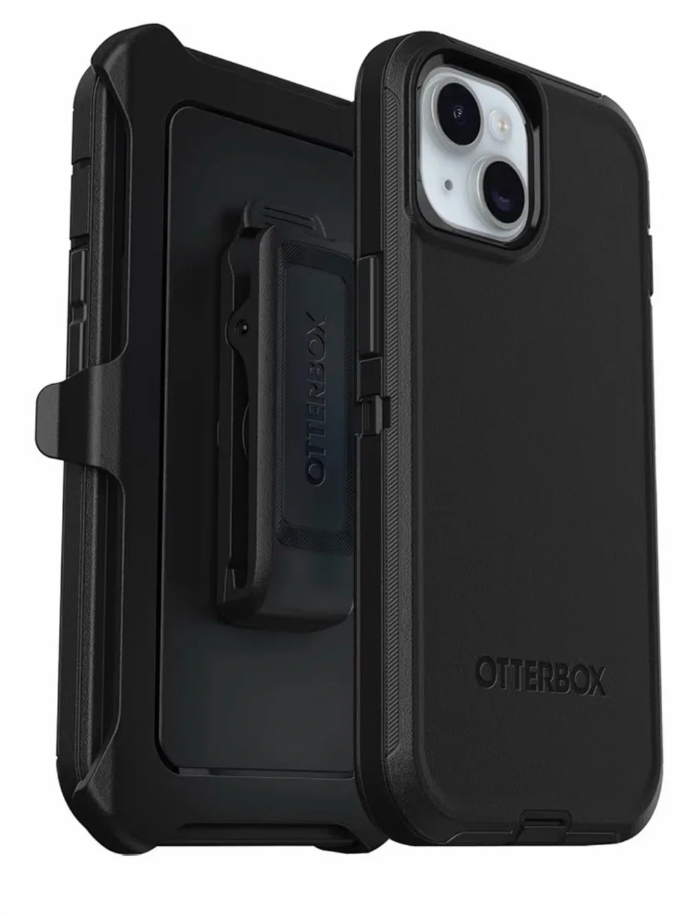 iPhone 15 Black - Black Dual-Layer Phone Case with Belt Clip✅✅✅🔥🔥🔥